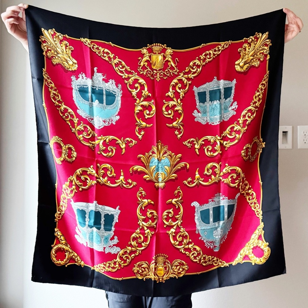 Hermes Carre 90 Carrosses d’Or Silk Scarf by Rybal